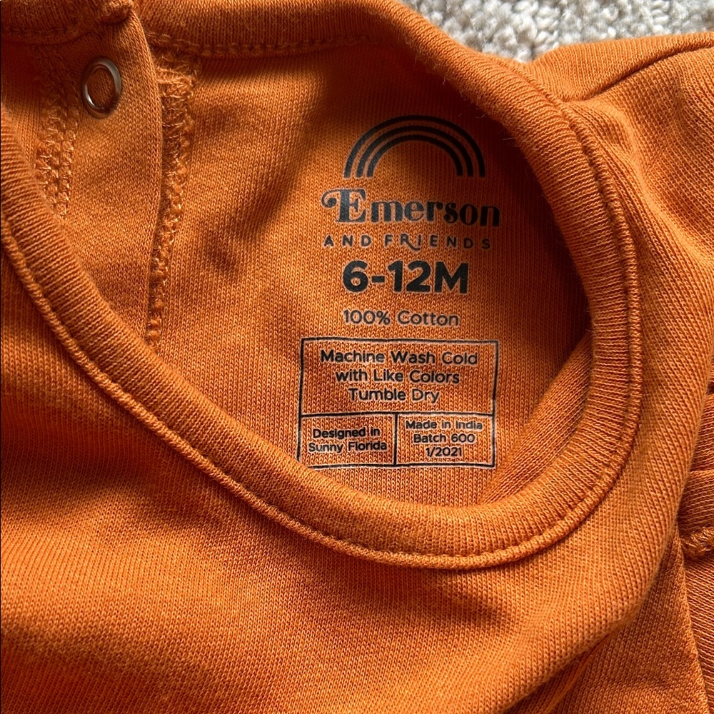Rustic Orange Ruffled Kids One Piece - Picture 2 of 4